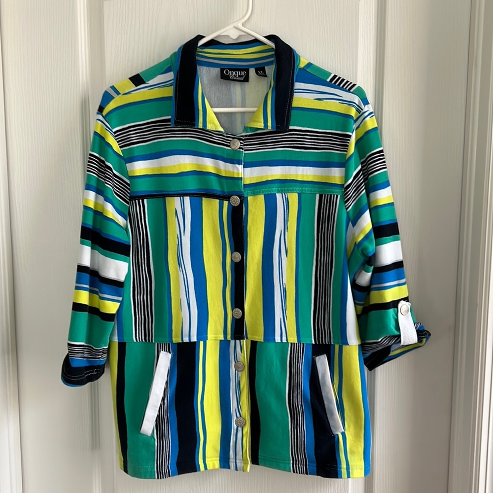 2/$5 Ladies Striped Cotton Jacket-XL